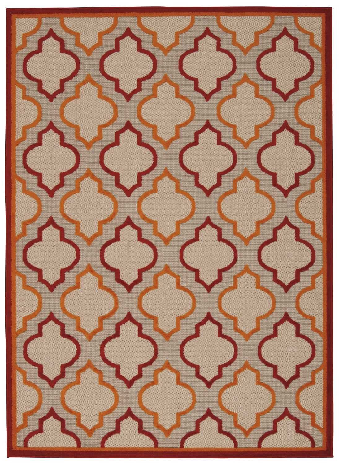 HomeRoots Polypropylene 4â?? x 6â?? Red Trellis Indoor Outdoor Area Rug