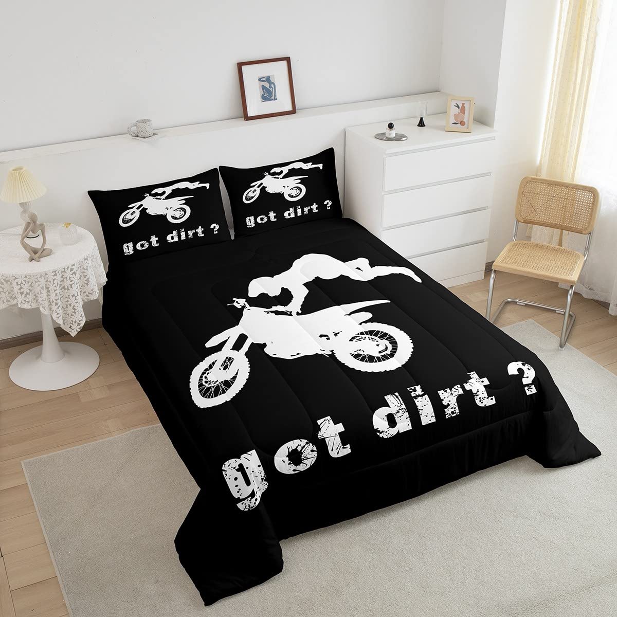 Feelyou Dirt Bike Bedding Set Boys Extreme Sports Comforter Set For Kids Boys Motocross Rider Comforter Cool Sports Quilt Set 1