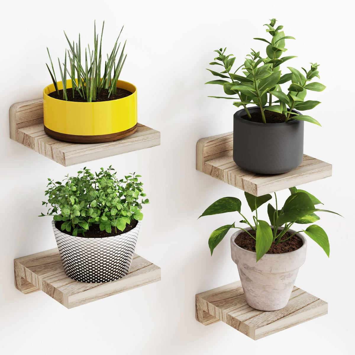 Fixwal Floating Shelves for Wall, Rustic Wood Small Wall Mounted Shelves for Bedroom, Living Room, Kitchen, Bathroom Decor, Set 