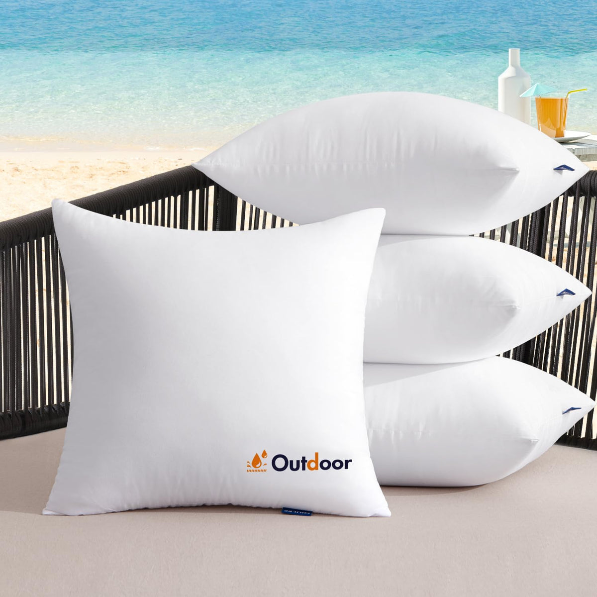 Miulee Outdoor Pillows Set Of 4 18X18 Waterproof Throw Pillow Inserts, Decorative Water Resistant Hypoallergenic Pillow Cushion