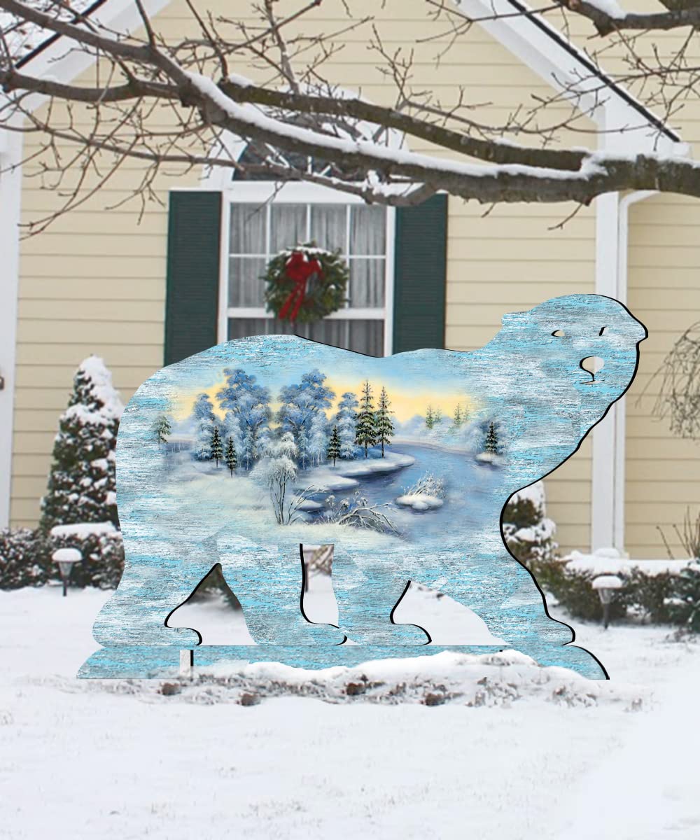 G.Debrekht 8198225F 32 In. Polar Bear Scenic Free-Standing Garden Decor