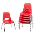 Factory Direct Partners 10356-RD 10 School Stack Chair, Stacking Student Seat with Chromed Steel Legs and Nylon Swivel Glides fo