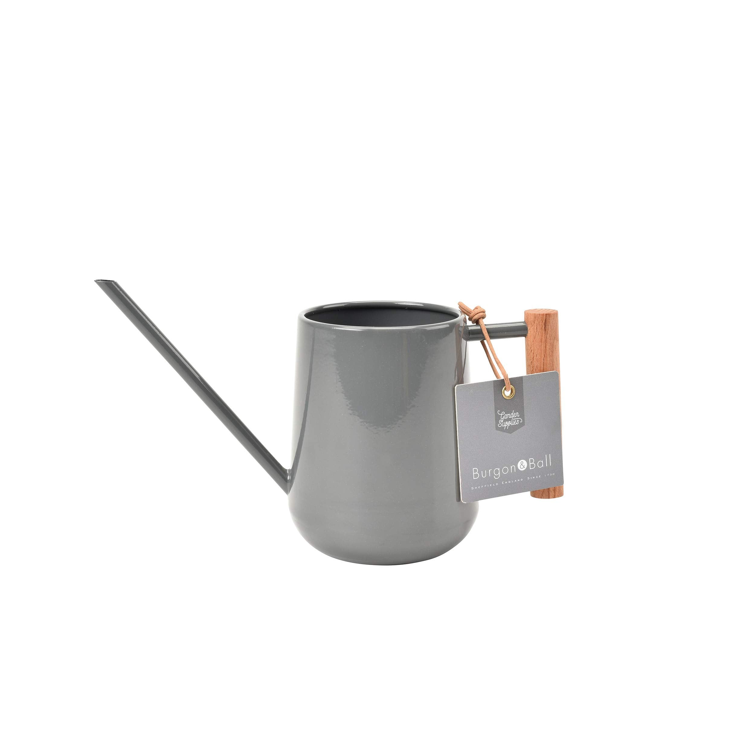 Burgon & Ball Indoor Watering Can In Charcoal Grey 07L Lightweight With Wooden Handle Thin Spout