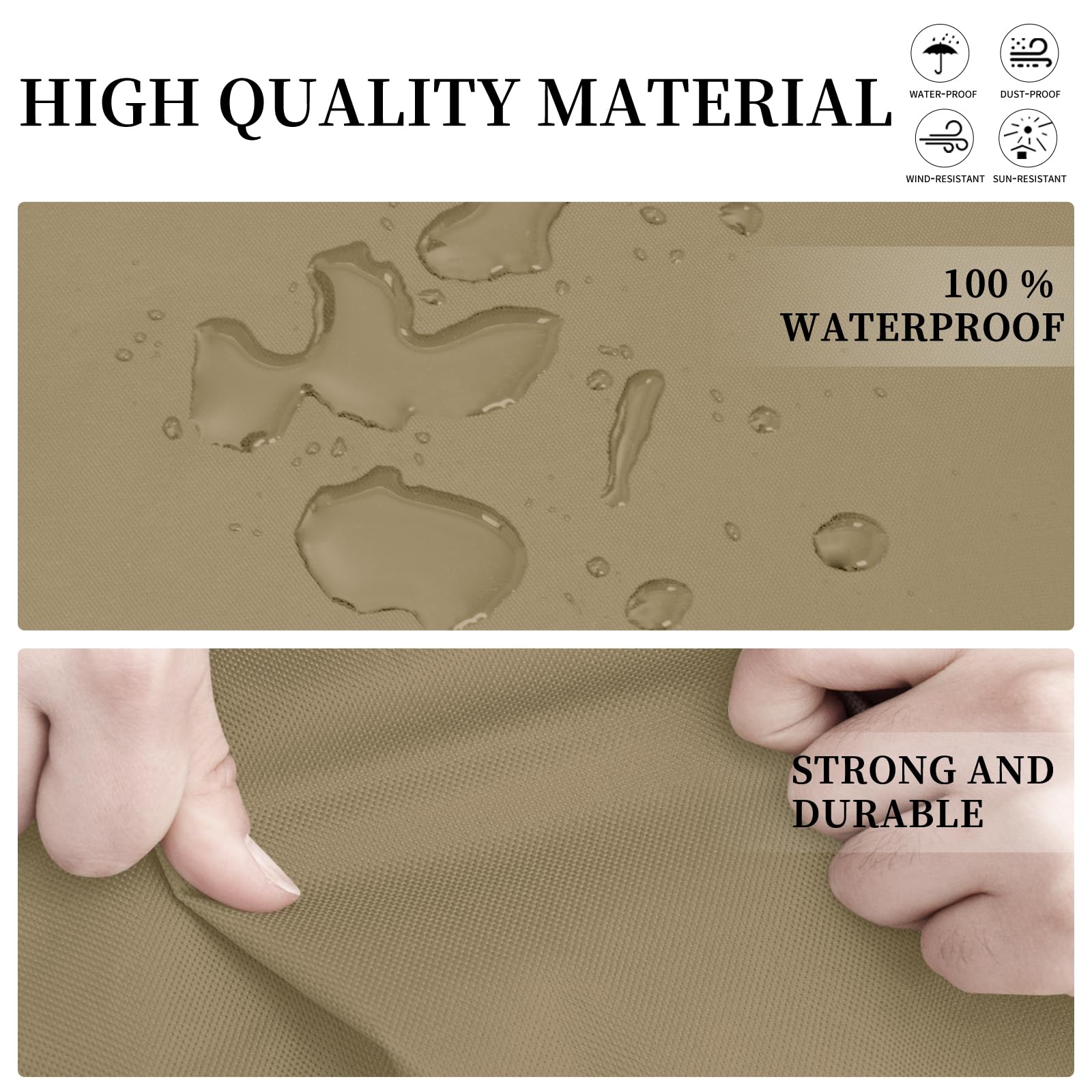 Easy-Going Patio V-Shaped Sectional Sofa Cover, Waterproof Outdoor Sectional Cover,Heavy Duty Garden Furniture Cover With Air Vent 89' L (On Each Side) X 33.5' D X 31' H, Camel