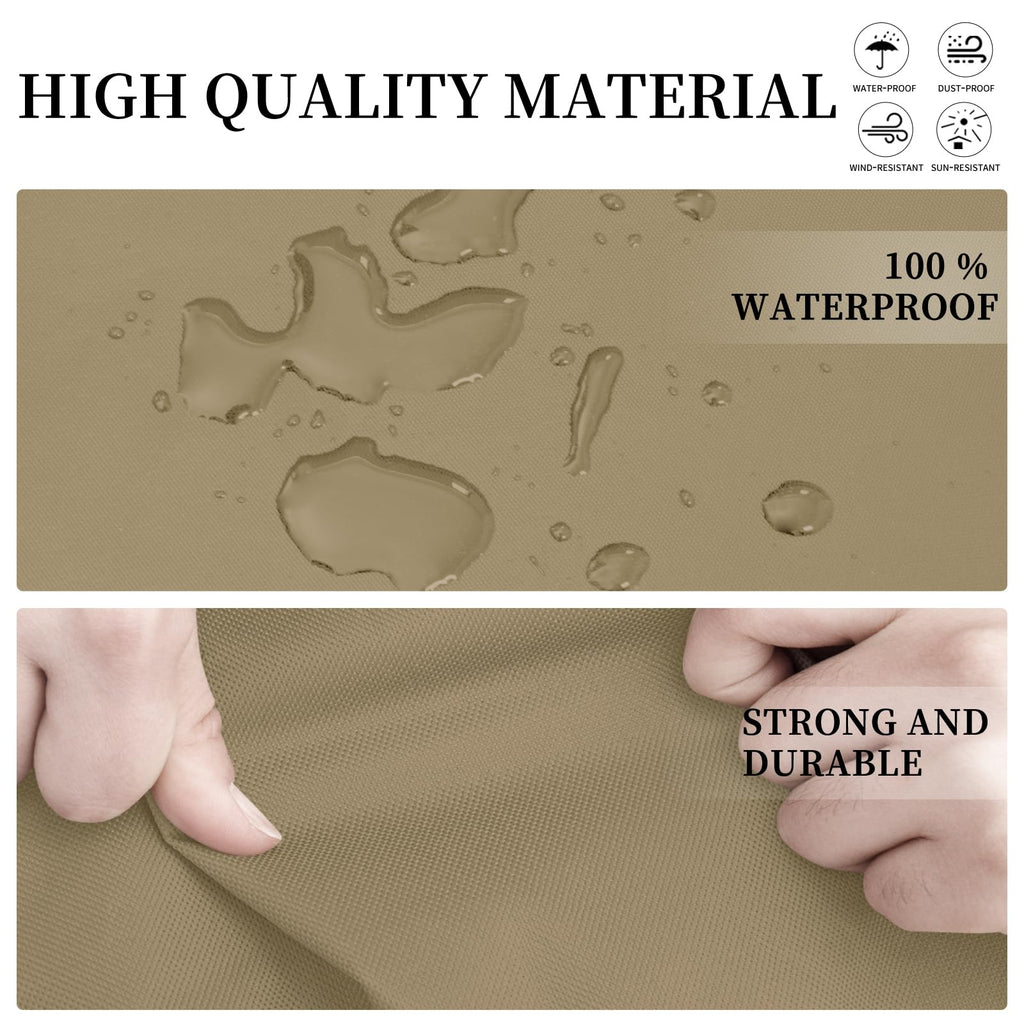 Easy-Going Patio V-Shaped Sectional Sofa Cover, Heavy Duty Outdoor Sectional Cover, Waterproof Furniture Cover With Air Vent 85' L (On Each Side) X 33.5' D X 31' H, Camel
