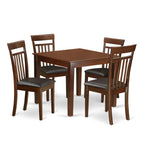 East West Furniture OXCA5-MAH-LC 5 Piece Dining Room Table Set Includes a Square Wooden Table and 4 Faux Leather Kitchen Dining Chairs, 36x36 Inch, Mahogany