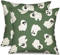 DFXSZ Halloween Pillow Covers 16x16 inch Set of 2 Happy Halloween White Ghost Decor Green Pillow Covers Happy Halloween Sofa Bed