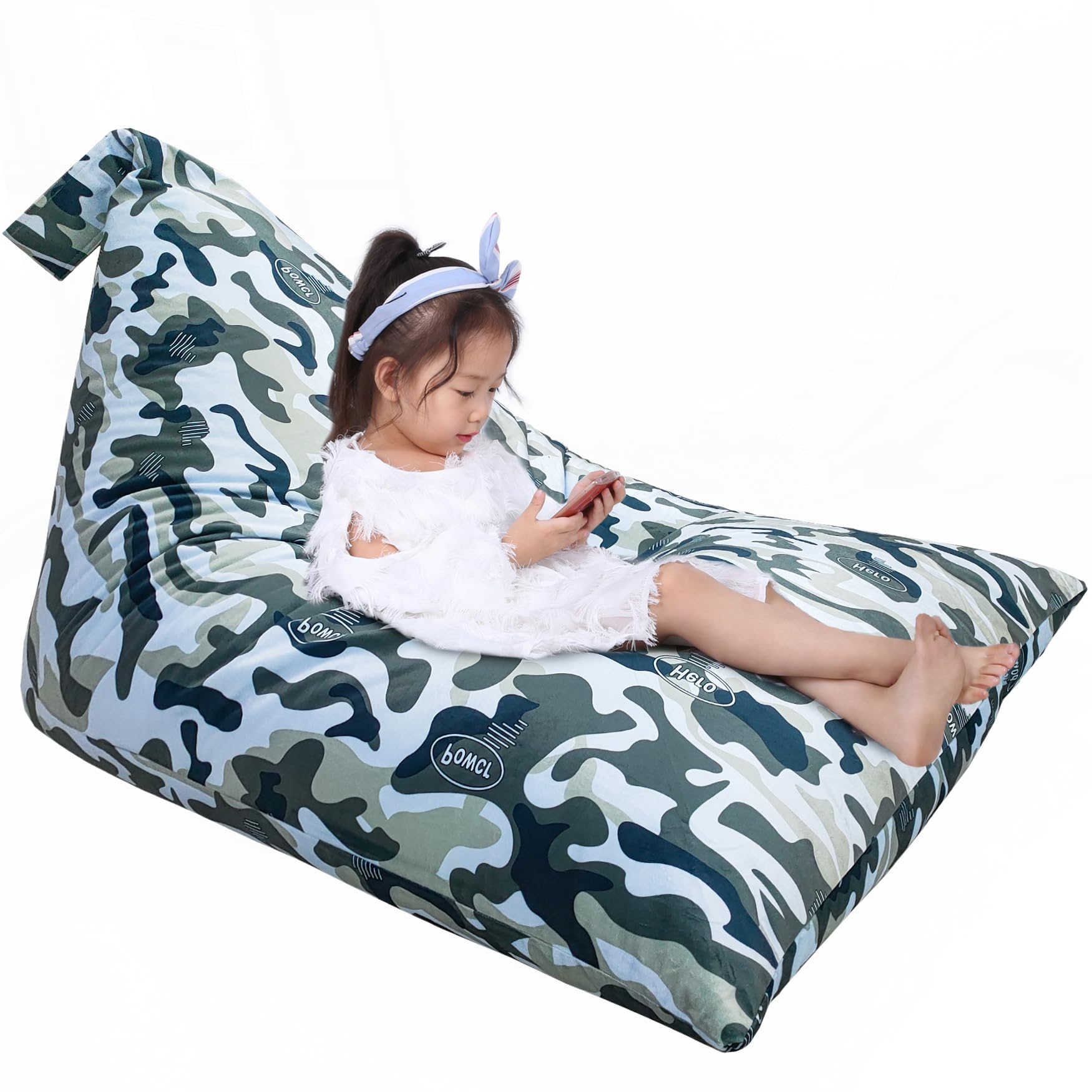 Jorbest Stuffed Animal Storage, Soccer Stuffed Animal Bean Bag Storage, Bean Bag Chair Cover for Kids, Luxury Velvet Stuffie Sea