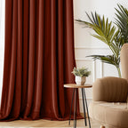 Lazzzy Orange Velvet Curtains Room Darkening Thermal Insulated Curtains 90 Inch Length Window Drapes For Bedroom Living Room Super Soft Luxury Grommetwindow Treatment 2 Panels, Rust Red