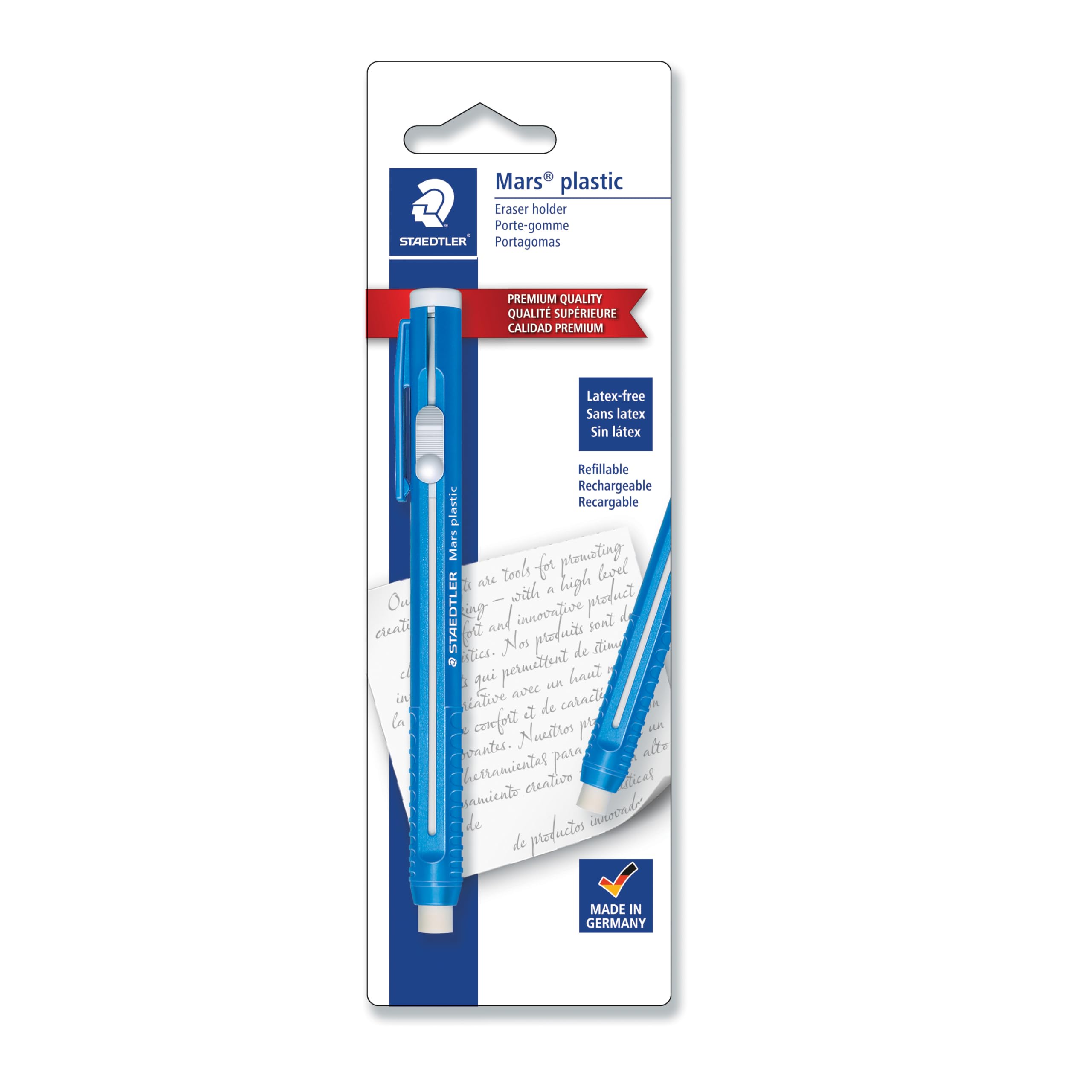 Staedtler Mars Plastic Eraser Refillable Holder, Includes Eraser (52850Bk),Blue