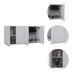 Wall Cabinet 24&Quot; H, 4 Doors, With 2 Internal Shelves And Internal Plate And Glass Organizer, White