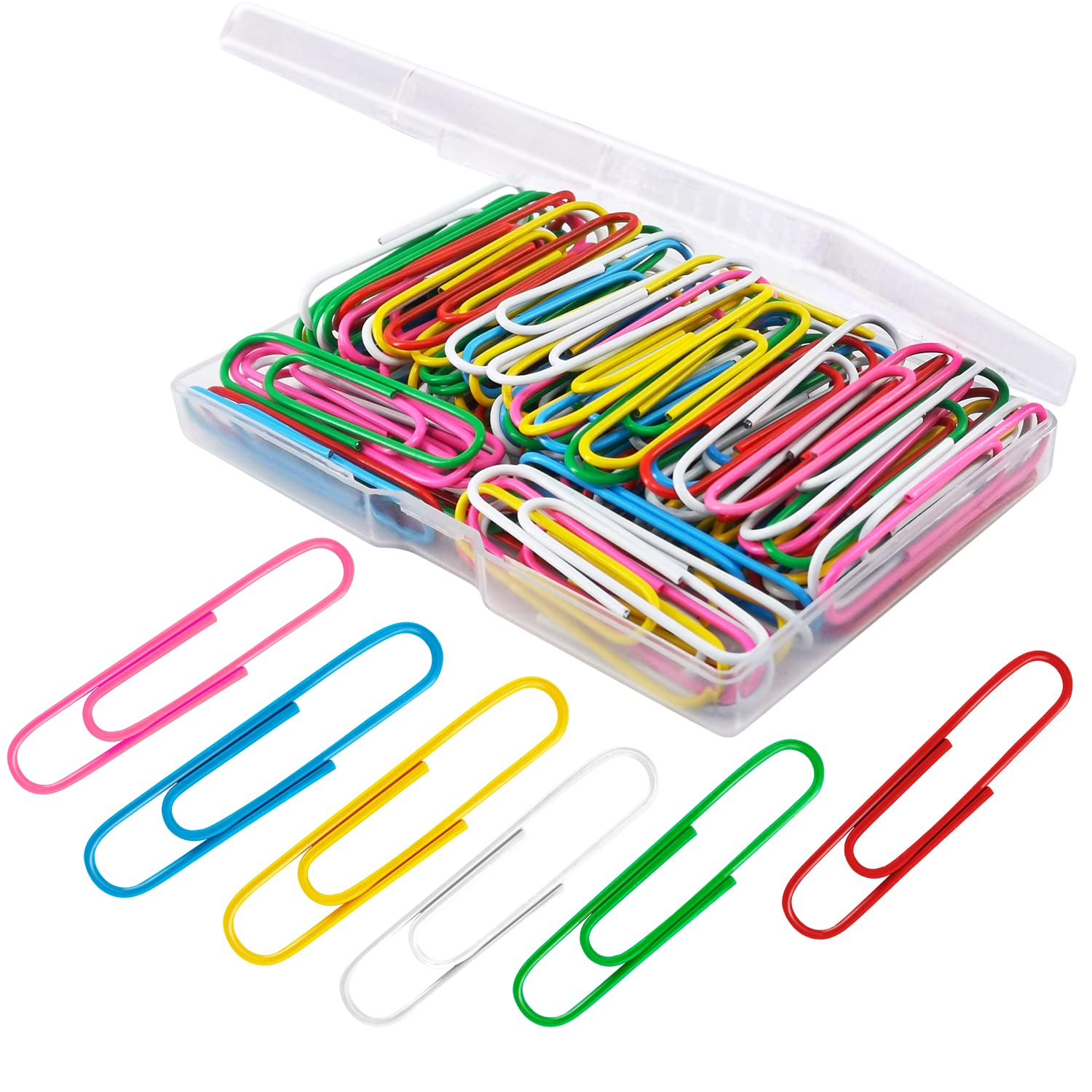 Paper Clips, 100Pcs 2 Inch Large Paper Clips, Assorted Colored Coated Jumbo Paper Clips, Reusable Big Paper Clips, Large Colored