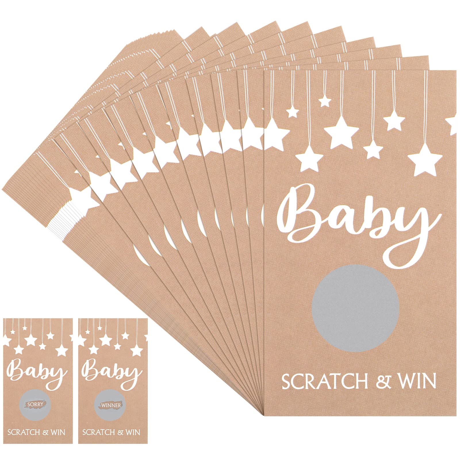 60 Pcs Baby Shower Games Rustic Baby Shower Scratch off Cards Baby Shower Raffle Ticket for Baby Shower Party Games Activity Sup