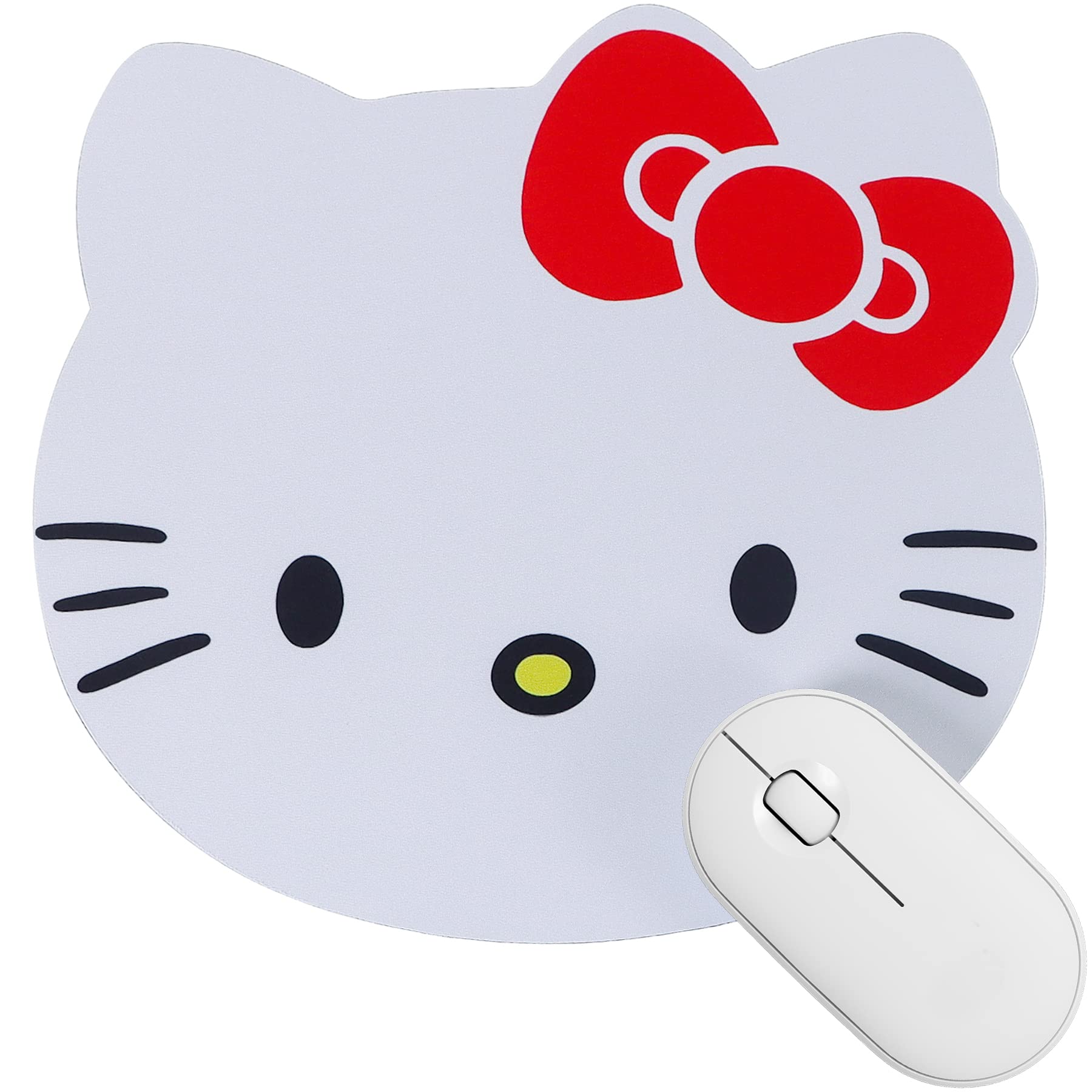 Ntseot Hello Kitty Cute Mouse Pad For Computer Laptop Accessories For Women, Kawaii Office Desk Decor Stuff (White)