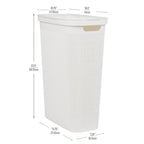 Mind Reader 40L Slim Laundry Hamper, Clothes Basket, Lid, Linen Design, Plastic, 18.5   L X 10.75   W X 23.5   H, White
