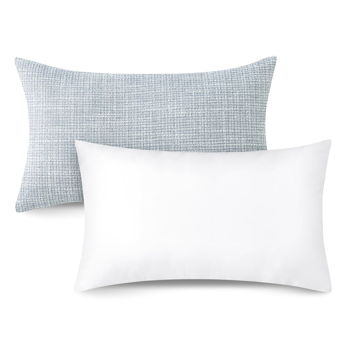 Otostar Set Of 2 Linen Throw Pillow Covers With Inserts Included Decorative Lumbar Pillowcases With Inserts 12X20 Inch For Home Decor Sofa Bedroom Car 30 X 50 Cm Blue Grey