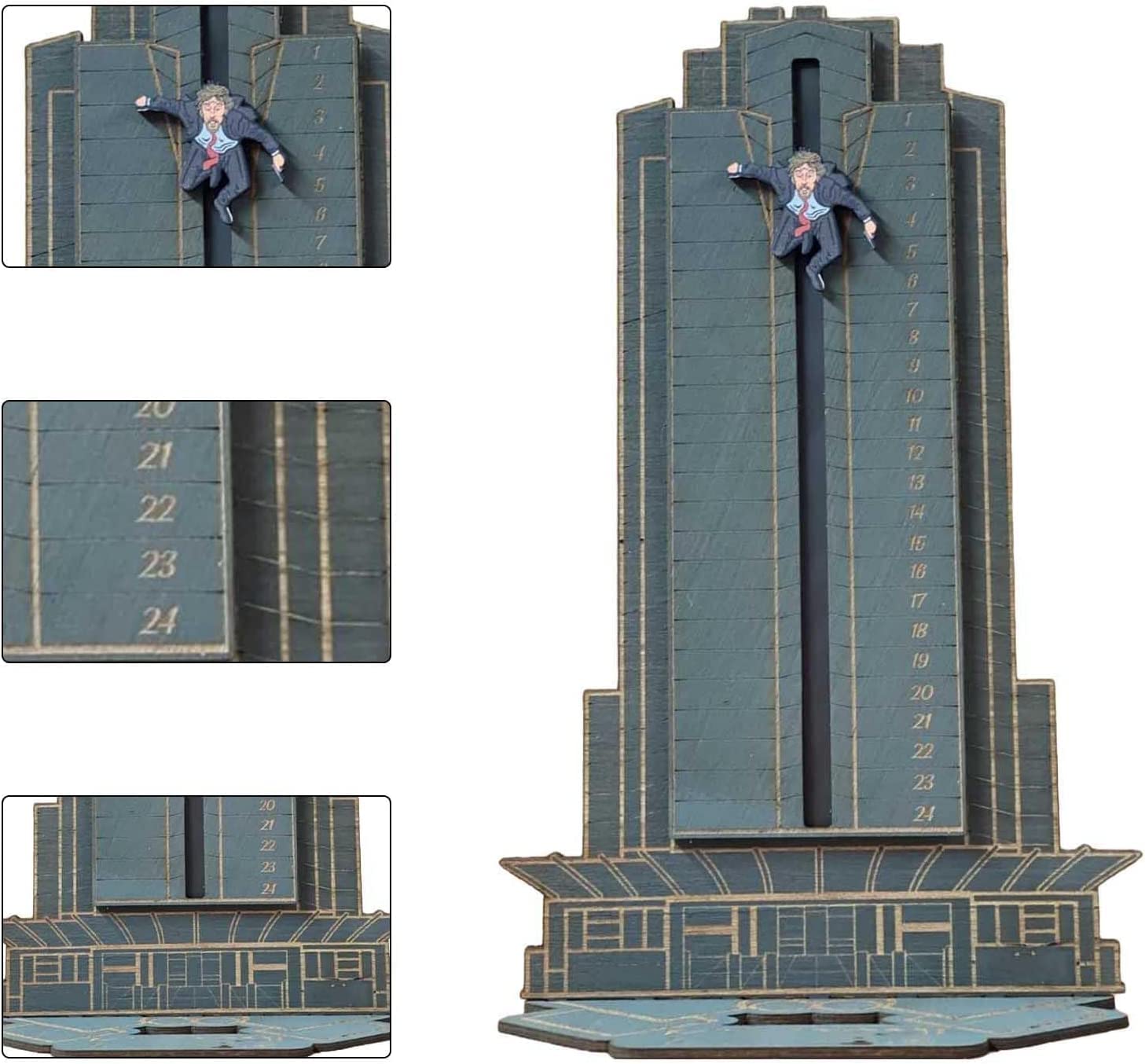 Deadly Wooden Advent Calendar For Christmas Countdown, Hans Gruber Dropped Nakatomi Plaza (Large)