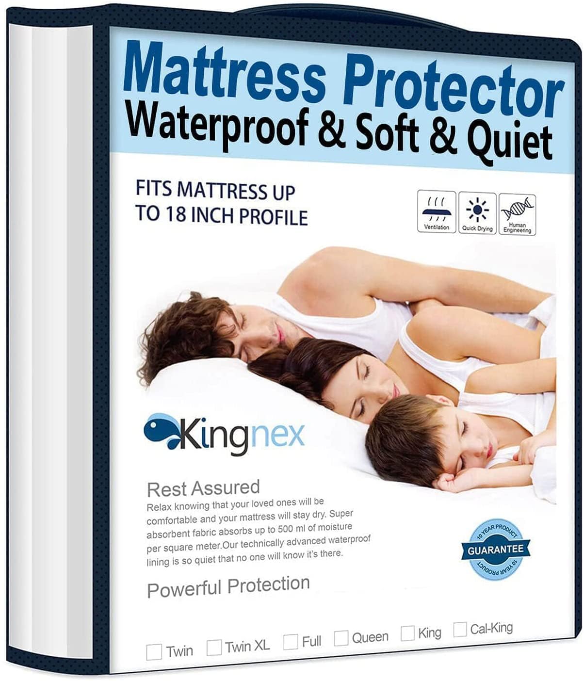 Cooling Mattress Protector Waterproof Queen Size Ultra Soft Noiseless Smooth Jersey Top Fitted Matressprotector Cover with Stret