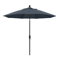 California Umbrella 9 Round Aluminum Market Umbrella, Crank Lift, Collar Tilt, Black Pole, Pacifica Sapphire