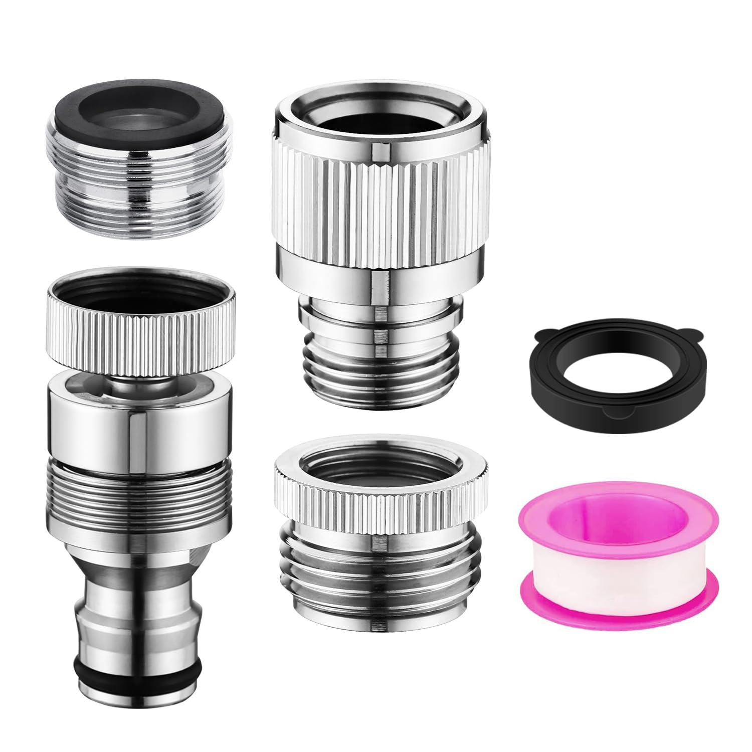 Sink Faucet Quick Connect Adapter, Kitchen Bathroom Faucet Hose Snap Coupling Adapter To Garden Hose Connector Compatible With D