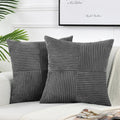 Fancy Homi 2 Packs Dark Gray Big Decorative Throw Pillow Covers 24X24 Inch For Couch Bed Sofa, Rustic Farmhouse Boho Home Decor,