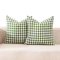 Carrie Home Light Green Farmhouse Throw Pillow Covers 22X22 Set Of 2, Spring Summer Outdoor Checkered Pillows, Sage Green And Wh