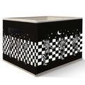 Likjad Halloween Gothic Skeleton Storage Bins Basket, Black and White Checkered Funny Gothic Collapsible Fabric Storage Box Orga