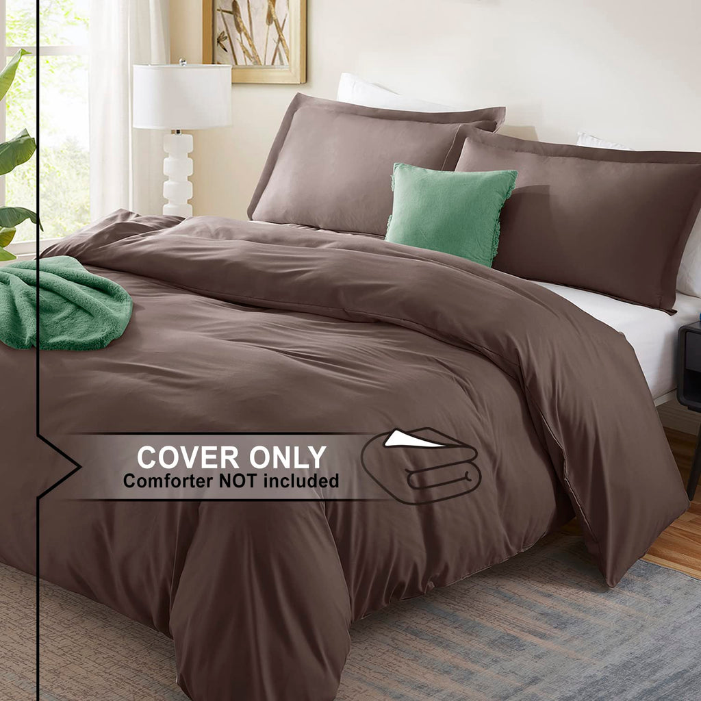 Nestl Twin Duvet Cover Set - Soft Double Brushed Chocolate Brown Duvet Cover Twin/Twin Xl, 2 Piece, With Button Closure, 1 Duvet