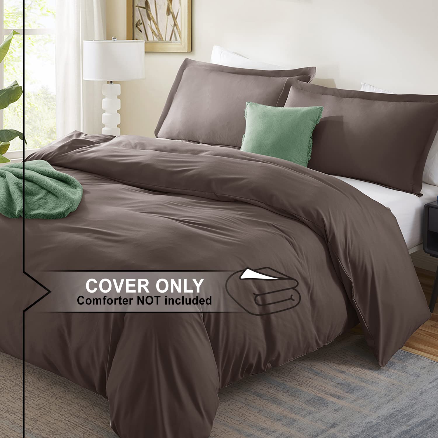 Nestl Twin Duvet Cover Set - Soft Double Brushed Chocolate Brown Duvet Cover Twin/Twin Xl, 2 Piece, With Button Closure, 1 Duvet