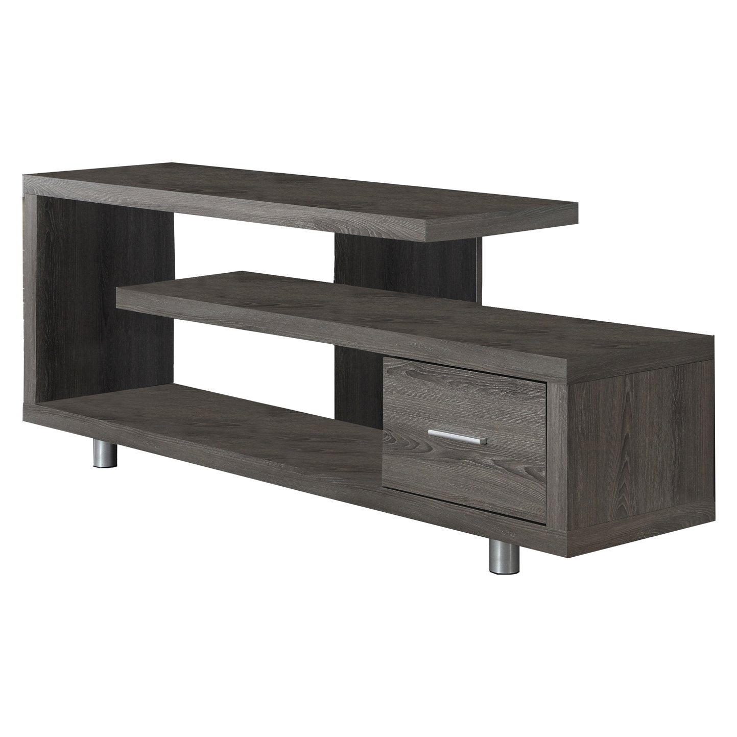 Monarch Specialties Tv Stand With 1 Drawer, 60&quot;W, Dark Taupe