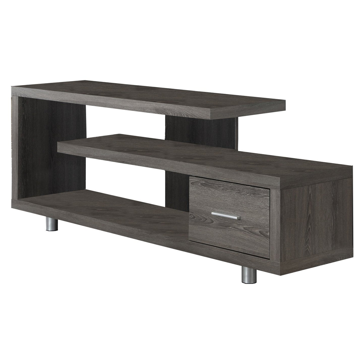 Monarch Specialties TV Stand with 1 Drawer, 60'W, Dark Taupe