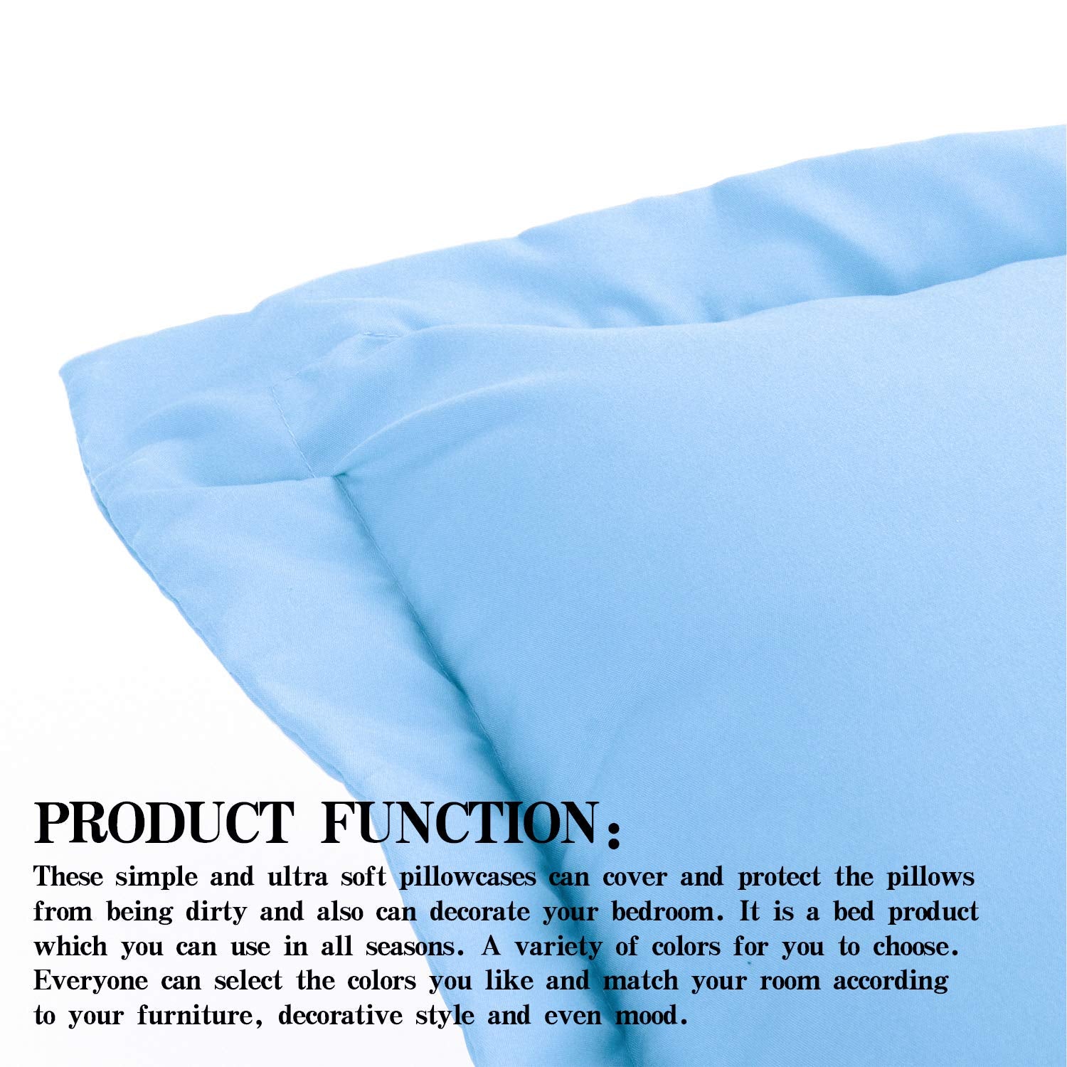 Ntbay 100% Brushed Microfiber King Pillow Shams Set Of 2, Super Soft And Cozy, Wrinkle, Fade, Stain Resistant 20X36 Inches Oxford Pillowcases, Sky Blue
