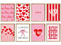 AnyDesign 8 Sheet Valentines Day Wall Art Prints Red Pink Love Heart Posters Decorative Sweet Art Poster for Wedding Anniversar