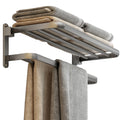 BOZWELL Bathroom Lavatory Towel Rack with Two Towel Bars,24-Inch Towel Shelf with Towel Bar,Towel Holder 1011-GR-60 (Modern Gray