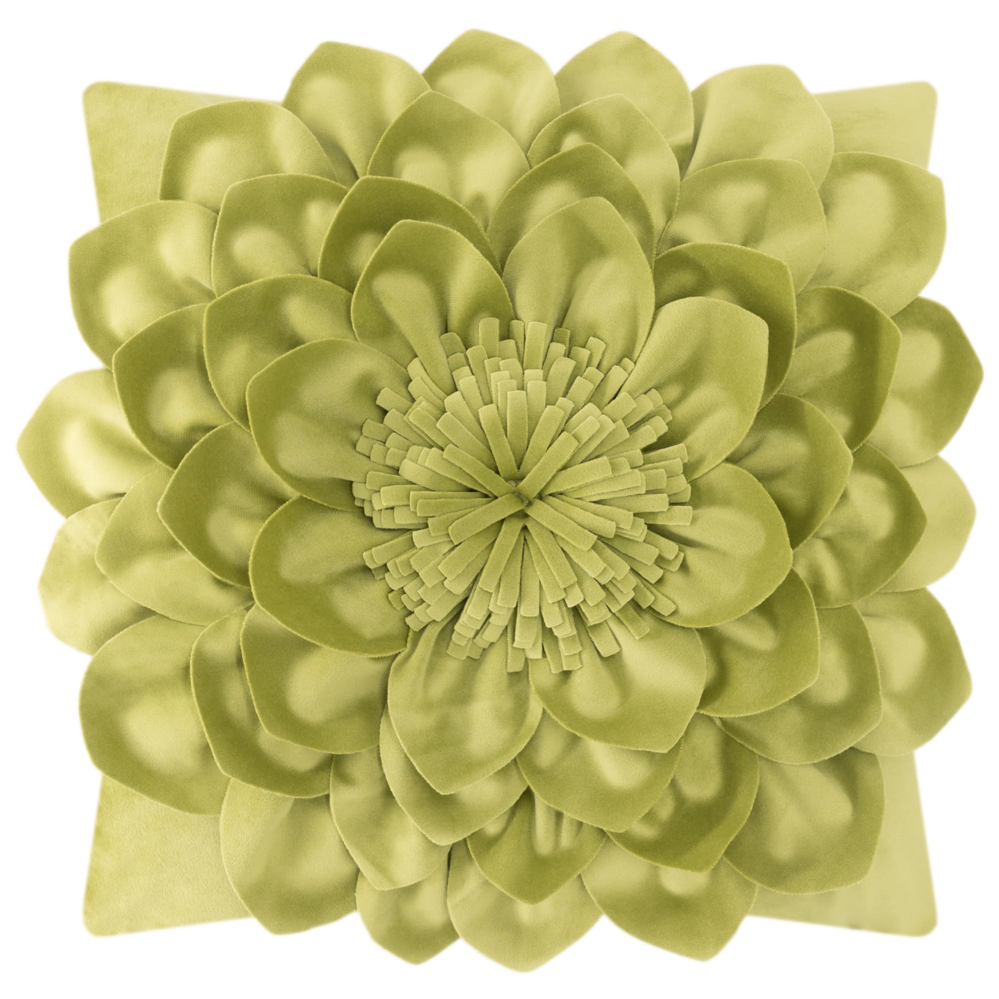 Oiseauvoler Decorative 3D Flower Throw Pillow Covers Handmade Pillowcases For Sofa Bed Home Room Decor 18 X 18 Inch Green