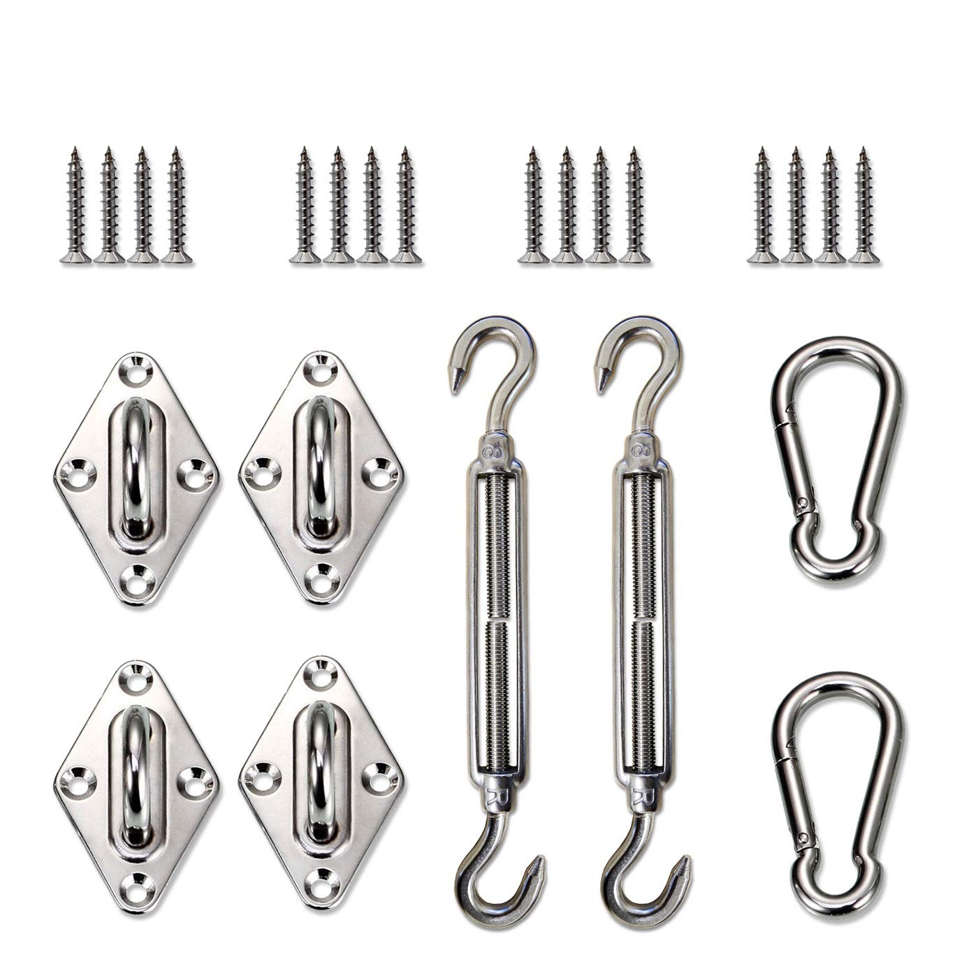E&K Sunrise Sun Shade Sail Hardware Kit For Square And Rectangle Sun Shade Sail Installation With 8 Inches Turnbuckles, Stainles