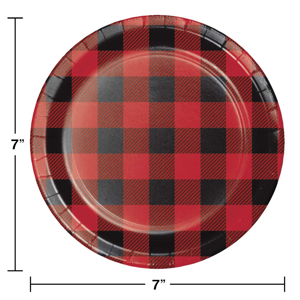 Holiday Buffalo Plaid Red And Black Party Supplies | Bundle Includes Plates And Napkins For 8 Guests