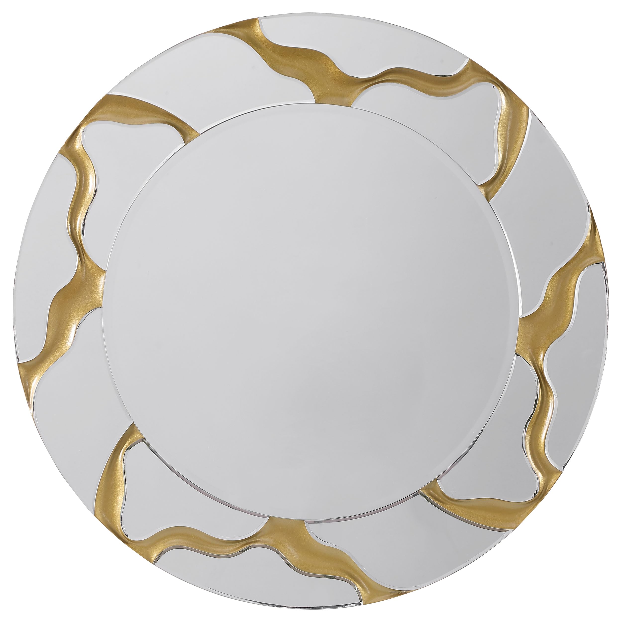 Coaster Home Furnishings Dorinda 36 X 36 Inch Round Kintsugi Style Wall Mirror Gold