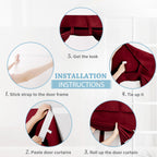 Ryb Home Blackout Door Curtains 2 Panels Set, Privacy Insulating Glass Window Door Blind Shdes For French Door Nana Door Sidelight Door Office, W 26 X L 72, Burgundy Red