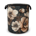 Laundry Hamper Foldable with Handles,Brown Flower Oxford Cloth Basket,Artistic Large Capacity Storage Organizer for Bedroom Bath