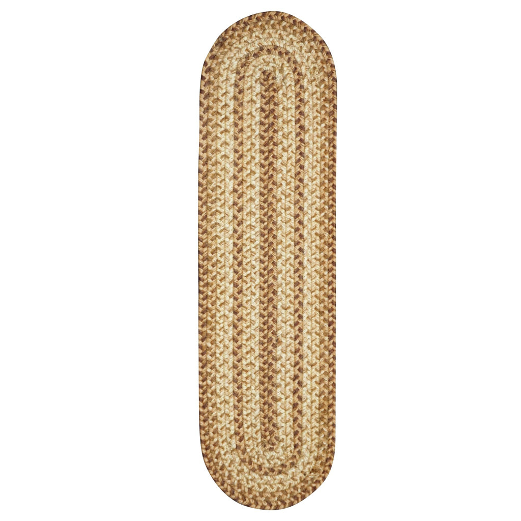 Cookie Dough Premium Jute Braided Stair Tread By Homespice 8'' X 28'' (Set Of 13) Oval Beige, Tan Reversible, Natural Jute Yarn