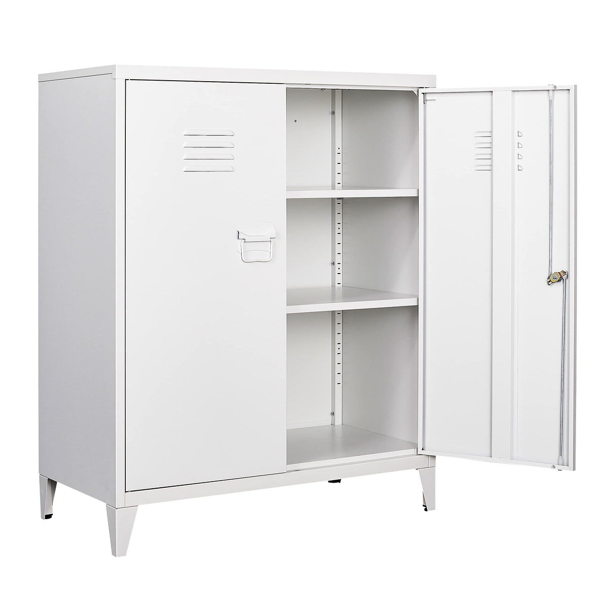 SISESOL White Metal Cabinet with Doors and Shelves,40'' Metal Storage Cabinet with Lock Door Adjustable Shelf,File Cabinet for O