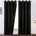 Lemomo 100% Blackout Black Curtains With Black Liner/52 X 84 Inch/Set Of 2 Panels Thermal Insulated Room Darkening Curtains For