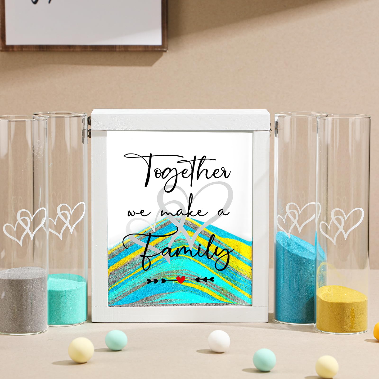 Anglechic Wedding Unity Sand Ceremony Kit Unity Sand Set for Wedding with Wood Box 4 Sand Ceremony Vase 4 Unity Sand Wedding San