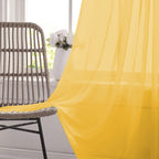 Keqiaosuocai Gold Yellow Sheer Curtains 108 Inches Long Bedroom Extra Long Dark Yellow Sheer Voile Rod Pocket Drapes Panels For