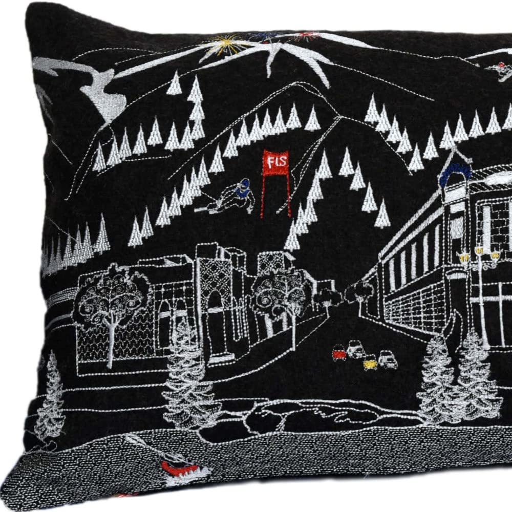 HomeRoots Grey 35' Black Aspen Nighttime Skyline Lumbar Decorative Pillow