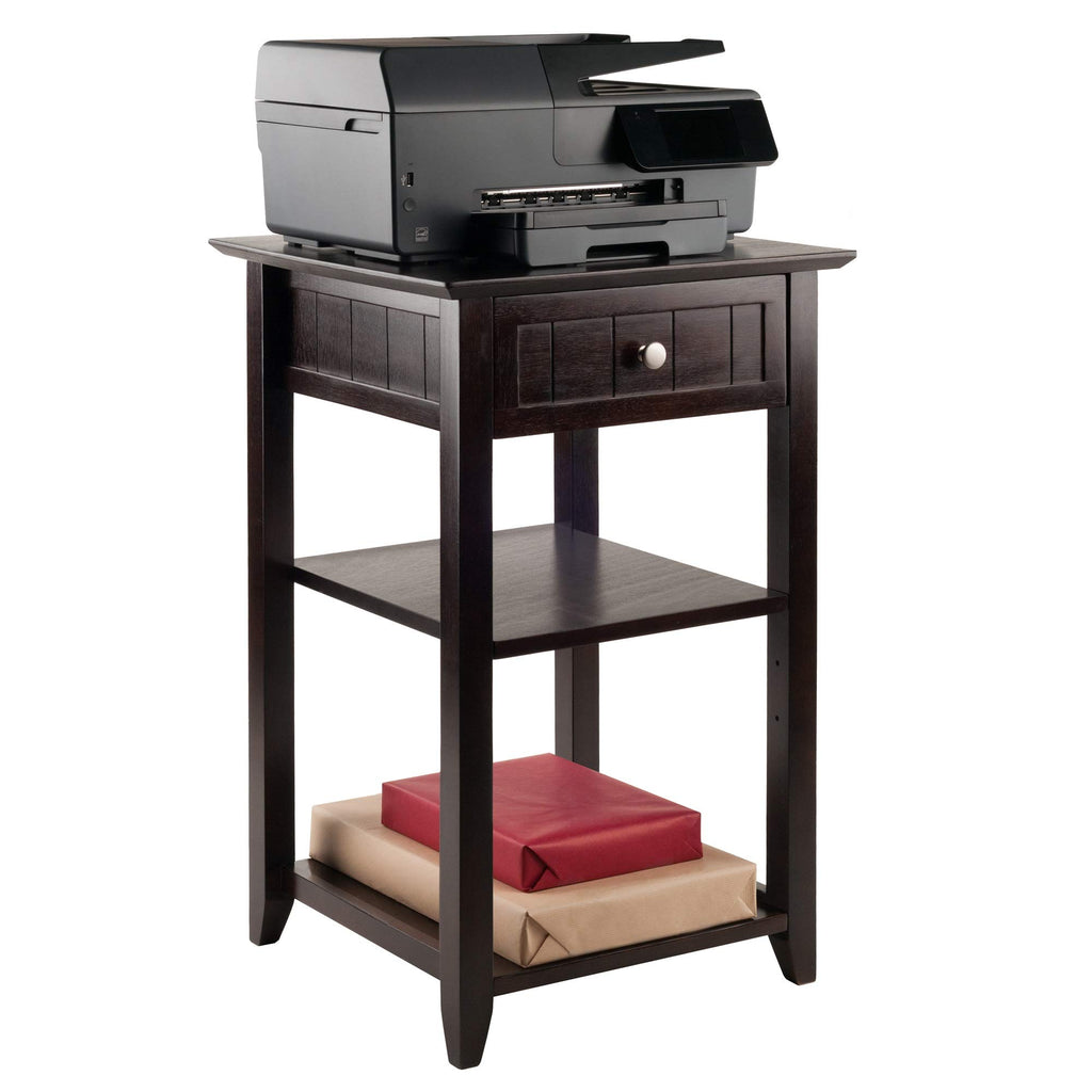 Ergode Wood Burke Home Office Printer Stand | Cottage Style Design | Adjustable Center Shelf | Ample Storage Space | Dark Coffee Finish | 19.84' W x 19.84' D x 31.1' H (23121-VV)