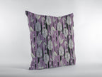 HomeRoots Pink and White Broadcloth 28â€ Lavender Black Fall Leaves Indoor Outdoor Throw Pillow