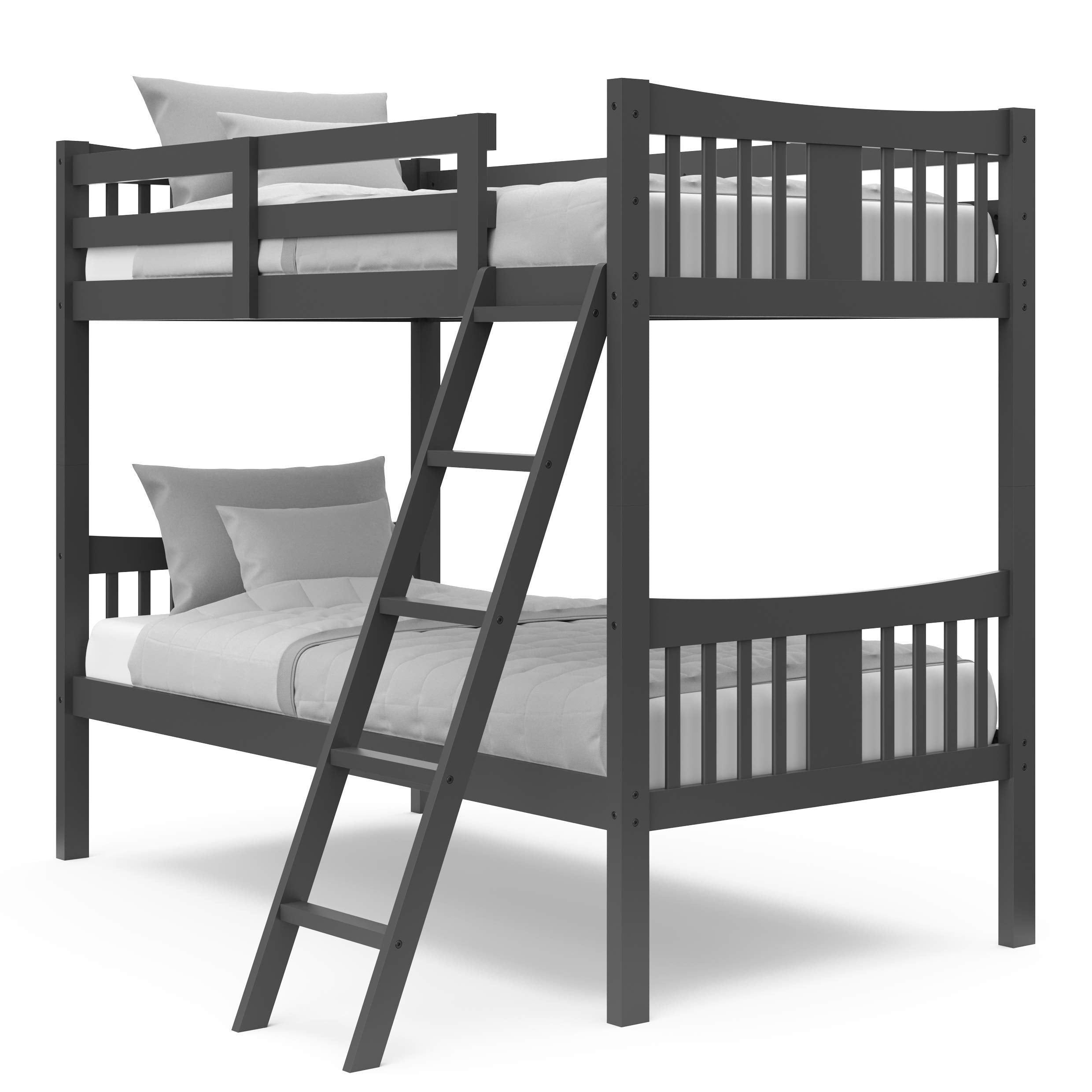 Storkcraft Caribou Twin-over-Twin Bunk Bed (Gray) - GREENGUARD Gold Certified, Converts to 2 individual twin beds