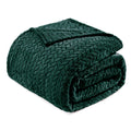 Exclusivo Mezcla Forest Green Fleece Twin Size Blanket For Bed, 90X66 Inches Soft Cozy 3D Decorative Jacquard Flannel Blankets,